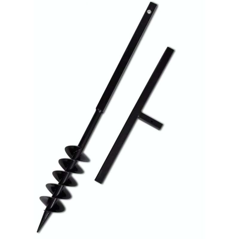 Tarière de sol avec mèche de tarière spirales 100 mm Acier Noir Vidaxl