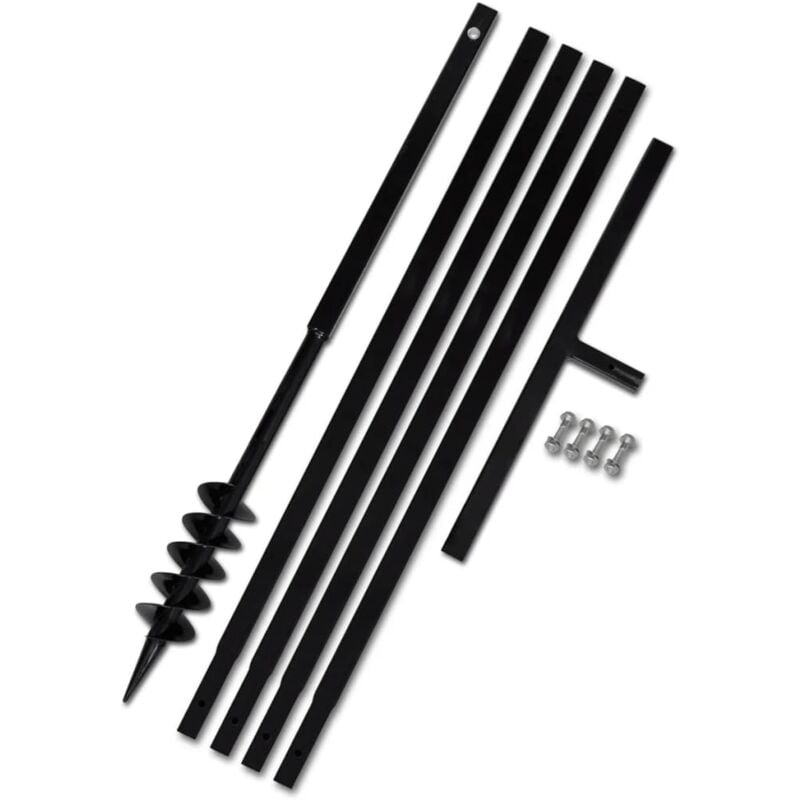 Tarière de sol avec manche 80 mm et tube d'extension 5 m Acier Vidaxl