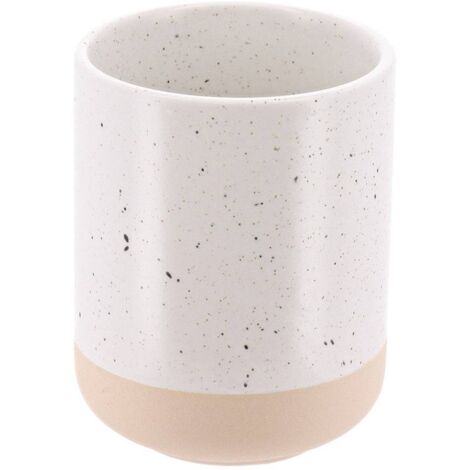 Becher aus gesprenkeltem steinzeug und mattem, rohem boden - weiss-beige - Tendance