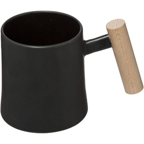 Becher aus Keramik mit Holzgriff, 370 ml