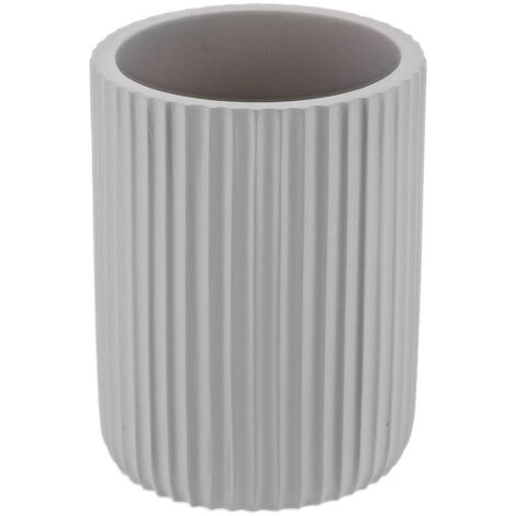 Becher mit abgerundeter strieme aus polyresin - hellgrau - Tendance