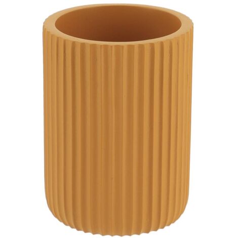 Becher mit abgerundeter strieme aus polyresin - senf - Tendance