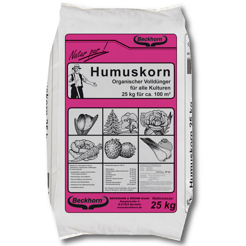 Beckmann - Humuskorn (granulés de humus) 25 kg engrais complet, engrais pour cultures, engrais pour fruits, engrais pour légumes