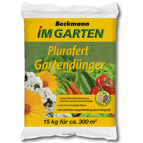 BECKMANN Plurafert engrais jardin 15 kg engrais végétal, engrais pour fruits, engrais pour plantes universel