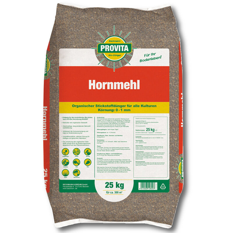 Profi Provita farine de corne 25 kg cuite à la vapeur Supplément à la fertilisation de base - Beckmann