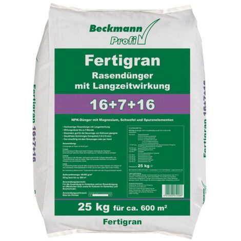 BECKMANN PROFI Rasendünger Fertigran 16+7+16 25 kg Sportrasendünger