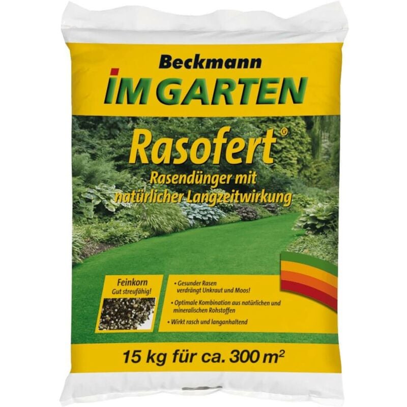 Beckmann - Rasofert® Engrais pour gazon 15 kg Effet longue durée Effet dépôt Effet rapide