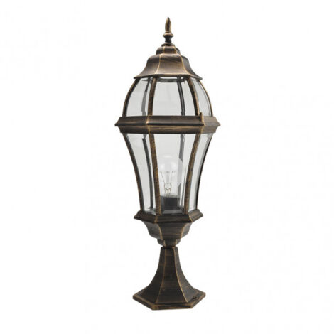 becrux lampada da parete per esterni in alluminio 1xe27 nero/oro   64,5x21x21 cm ip44