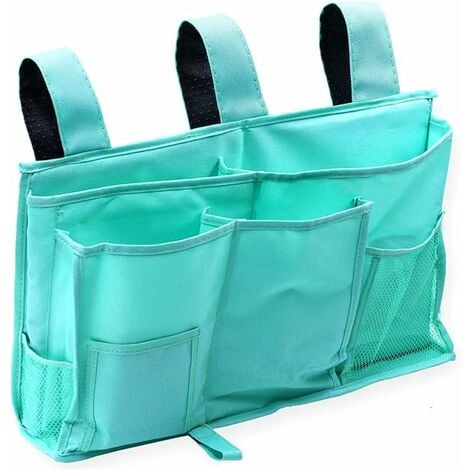 Bed Bag Bed Organizer Bunk Bed Storage Bag for Book, Magazine, Toys, Phone, Headphones (Green)