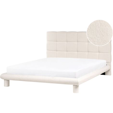 Bed Boucle CRESSAT 160 x 200 cm (EU King Size) Off-White