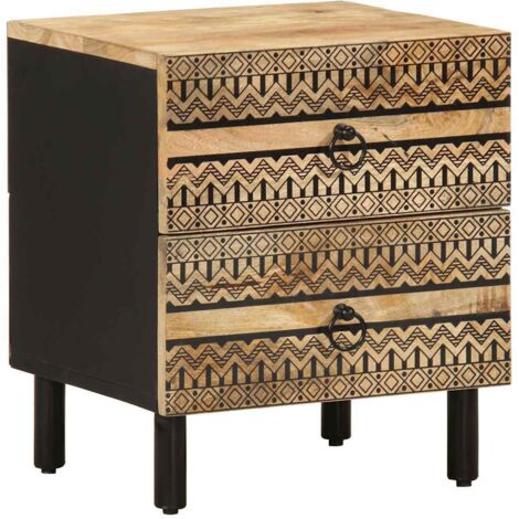 Bed Cabinet Black 40x33.5x46 cm Solid Rough Wood Mango vidaXL