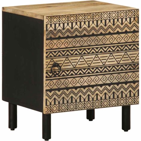 Bed Cabinet Black 40x33.5x46 cm Solid Rough Wood Mango vidaXL