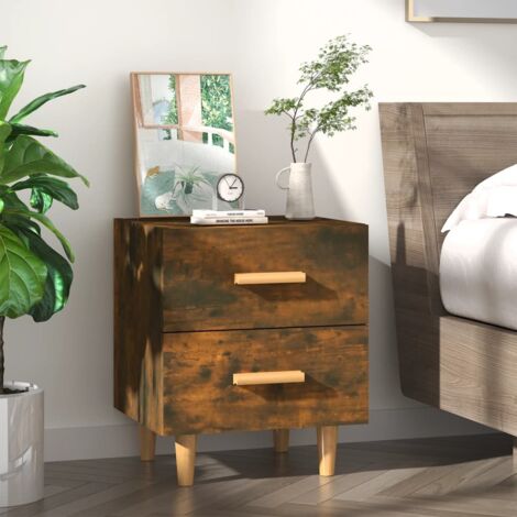 Bed Cabinet Smoked Oak 40x35x47.5 cm vidaXL
