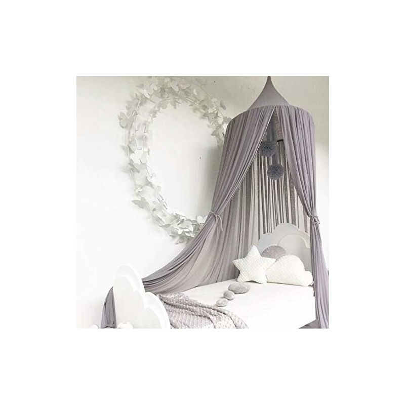 Bed Canopy for Children,Chiffon Mosqutio Net,Baby Indoor Outdoor Bed Canopy for Reading Room (Grey)