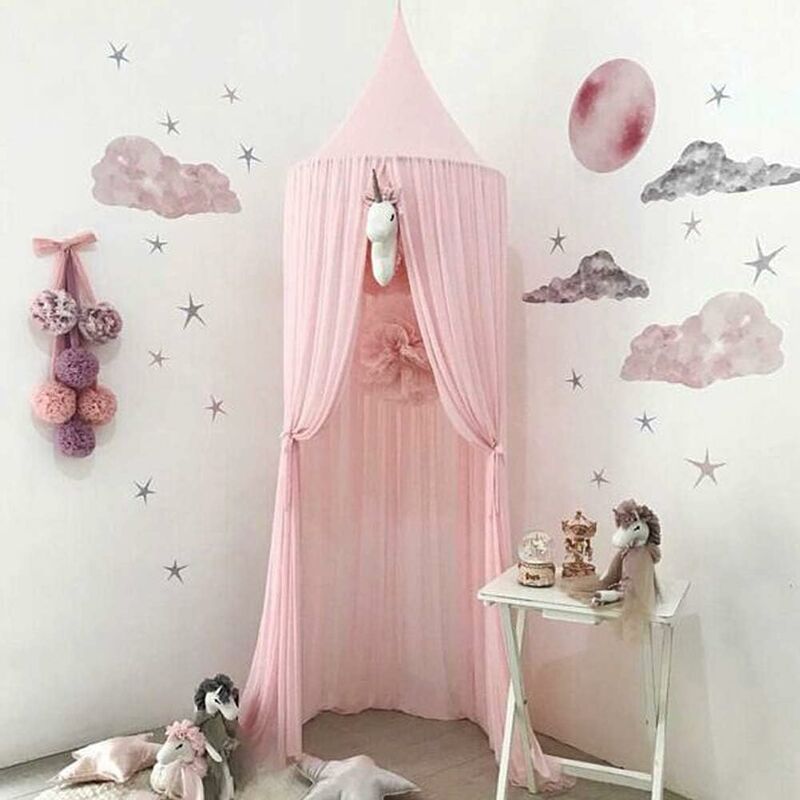 Bed Canopy for Children,Chiffon Mosqutio Net,Baby Indoor Outdoor Bed Canopy for Reading Room (Pink)