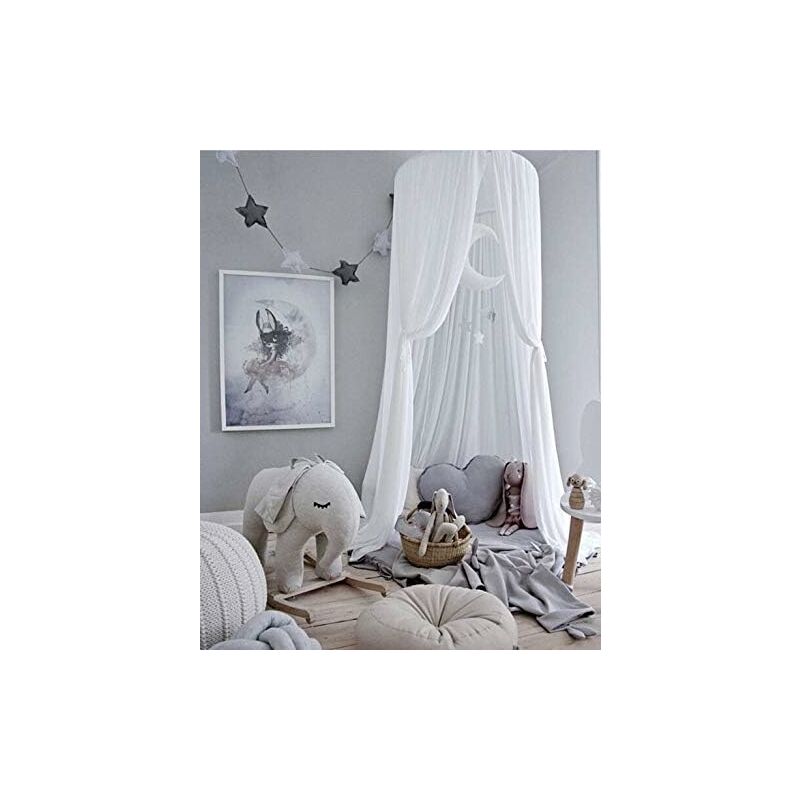 Bed Canopy for Children,Chiffon Mosqutio Net,Baby Indoor Outdoor Bed Canopy for Reading Room (White)