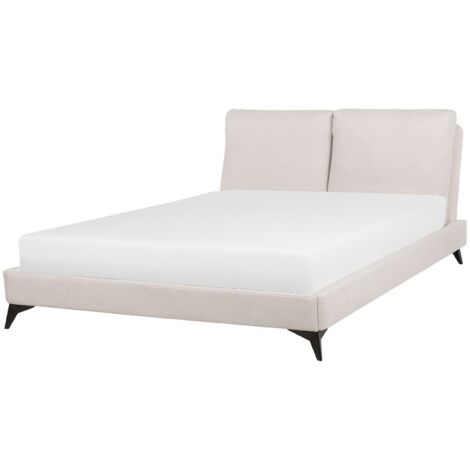 Bed Chenille MELLE 160 x 200 cm (EU King Size) Light Beige