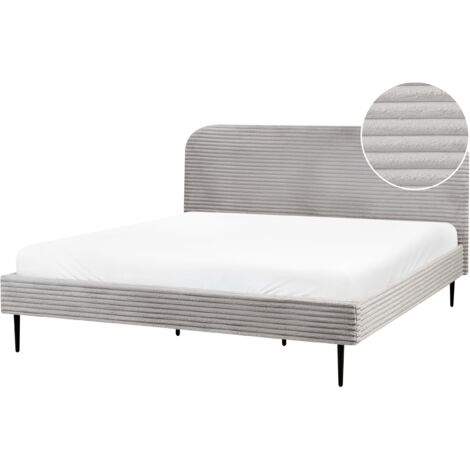 Bed Corduroy FLAYAT 180 x 200 cm (EU Super King) Light Grey