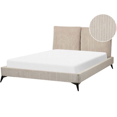 Bed Corduroy MELLE 140 x 200 cm (EU Double) Taupe