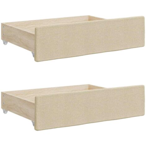 Bed Drawers 2 pcs Cream Engineered Wood and Fabric vidaXL