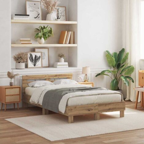 Bed Frame Artisan oak 135 x 190 cm Engineered wood vidaXL
