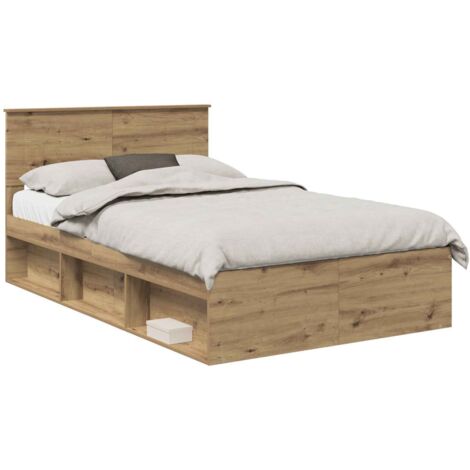 Bed Frame Artisian Oak 135 x 190 cm Engineered wood vidaXL