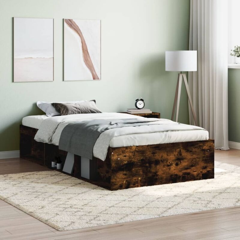 Bed Frame Without Mattress Smoked Oak 100x200 Cm Vidaxl