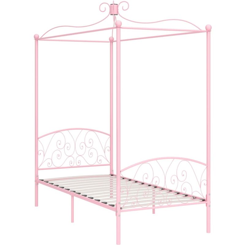 284487 Canopy Bed Frame without Mattress Pink Metal 100x200 cm vidaXL