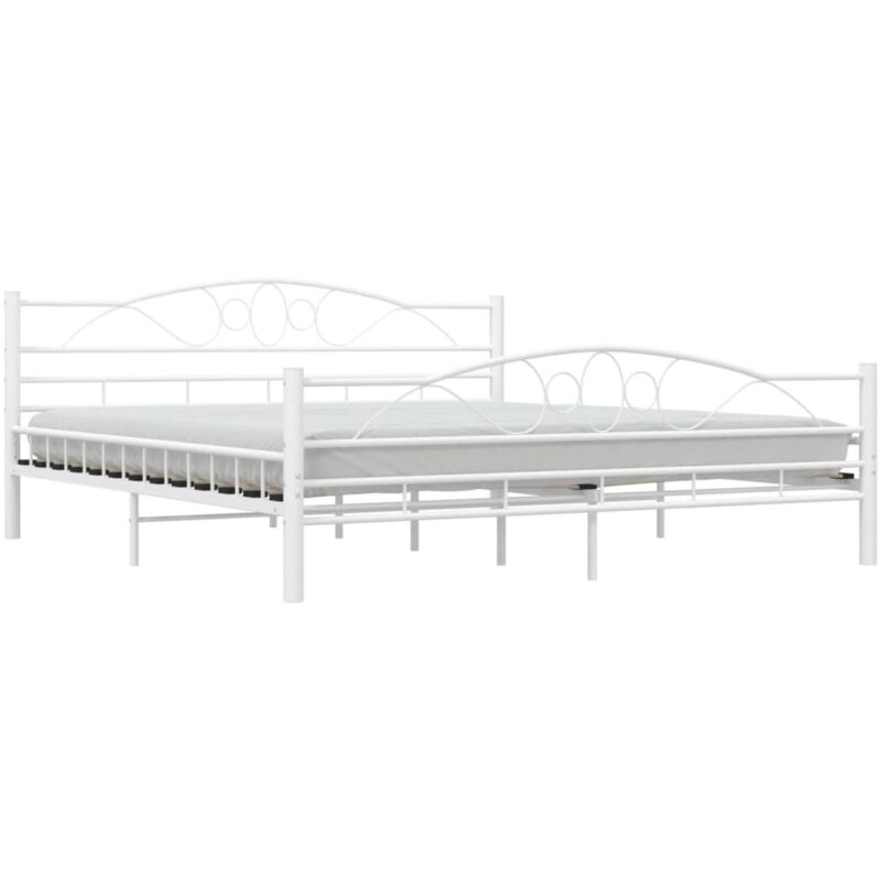 Bed Frame White Metal 180x200 cm Super King Vidaxl White