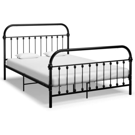 Bed Frame  Black  Metal  Double 120x200 cm  Tough  Bed Frame vidaXL
