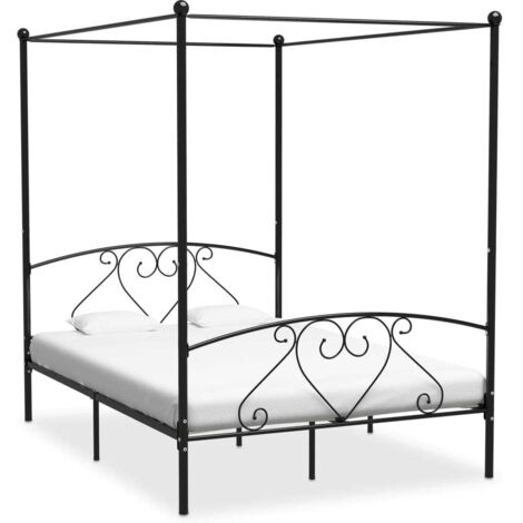 Bed Frame  Black  Metal  Double  Durable  Bed Frame  Rectangular vidaXL