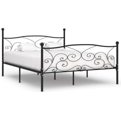 Bed Frame Black Metal, Plywood Double Simple Bed Frame vidaXL
