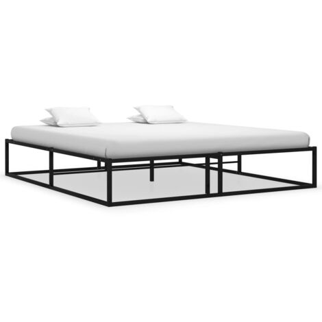 Bed Frame  Black  Powder-coated metal  Double  Durable  Bed Frame vidaXL