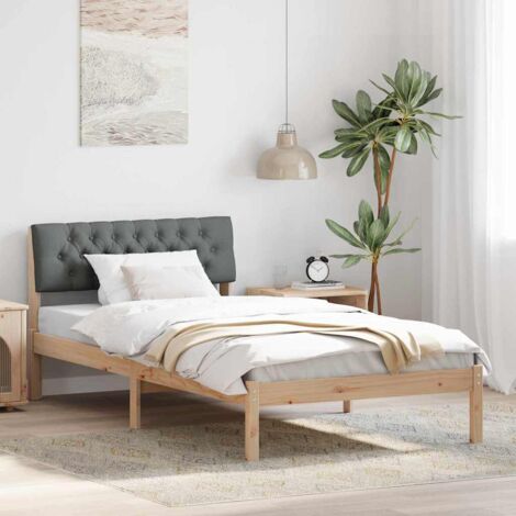 Bed frame Brown and dark grey 100 x 200 cm Solid pine wood vidaXL