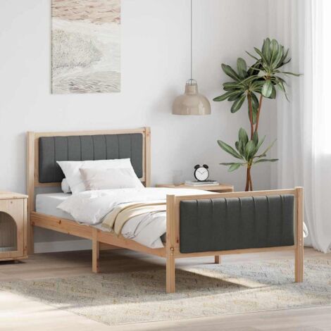 Bed frame Brown and dark grey 90 x 200 cm Solid pine wood vidaXL