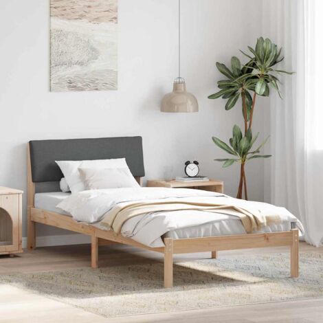 Bed frame Brown and dark grey 90 x 200 cm Solid pine wood vidaXL