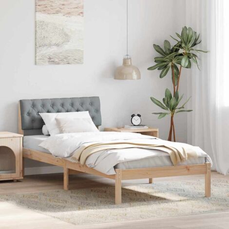 Bed frame Brown and light grey 90 x 200 cm Solid pine wood vidaXL
