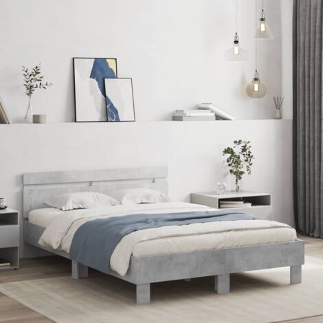 Bed Frame  Concrete Grey  Engineered Wood  Double  Bed Frame vidaXL
