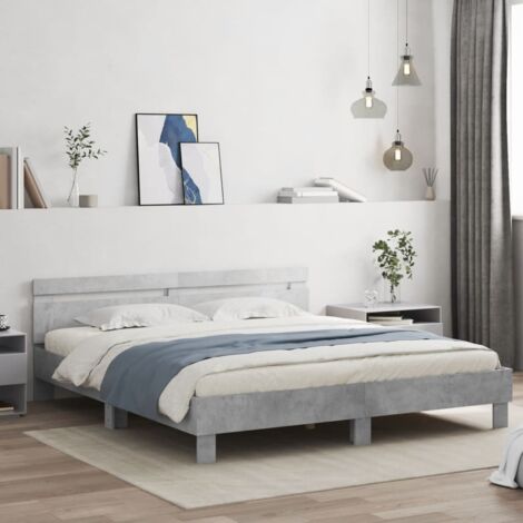 Bed Frame  Concrete grey  Engineered wood, plywood  Double  Bed Frame vidaXL