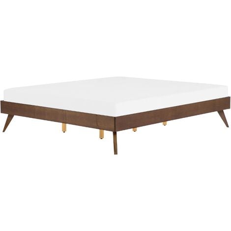 Bed Frame Dark Ash Wood Modern Slatted Base MDF EU Super King Size 6ft Berric