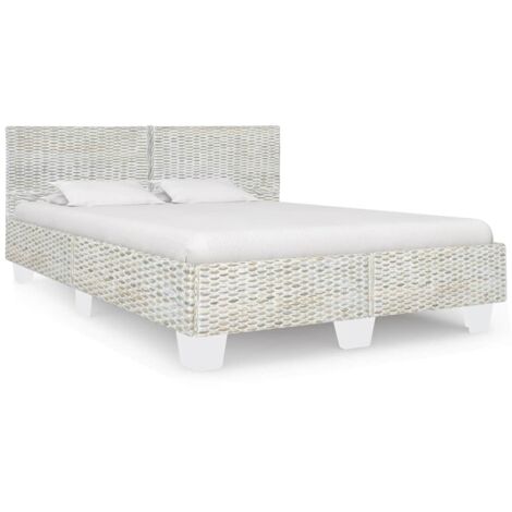 Bed Frame  Grey  Mahogany wood  Double  Bed Frame  Rectangular vidaXL