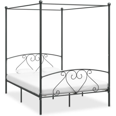 Bed Frame  Grey  Metal  160x200 cm  Bed Frame  Rectangular vidaXL