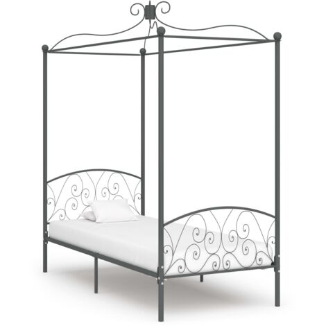 Bed Frame  Grey  Metal, Plywood  Single  Bed Frame  Rectangular vidaXL