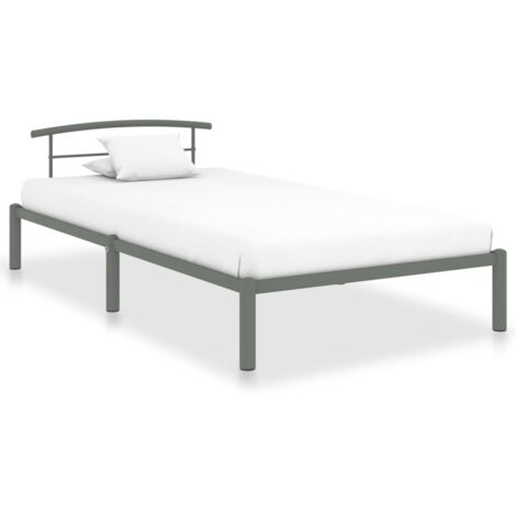 Bed Frame  Grey  Metal  Single  Durable  Bed Frame  Rectangular vidaXL