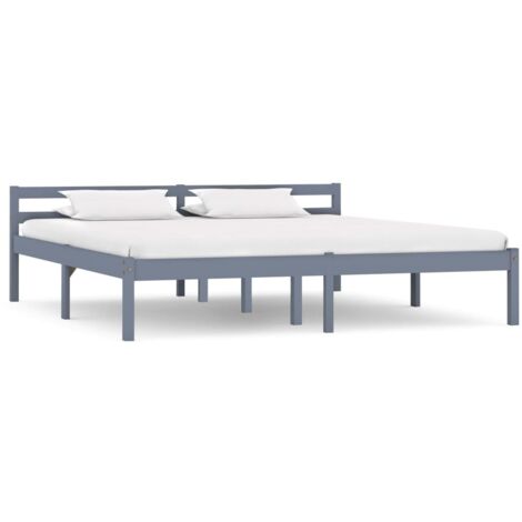 Bed Frame  Grey  Solid Pine Wood, Plywood  Super King   Durable vidaXL