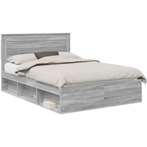 Bed Frame Grey Sonoma 140 x 200 cm Solid Pine Wood vidaXL