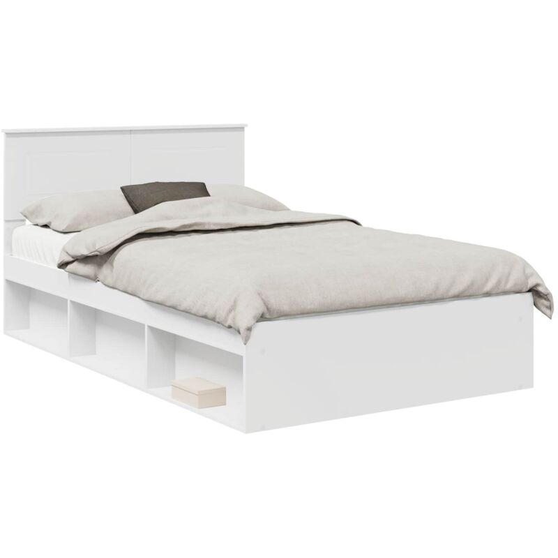 Bed Frame With Headboard White 120 X 200 Cm Engineered Wood Vidaxl