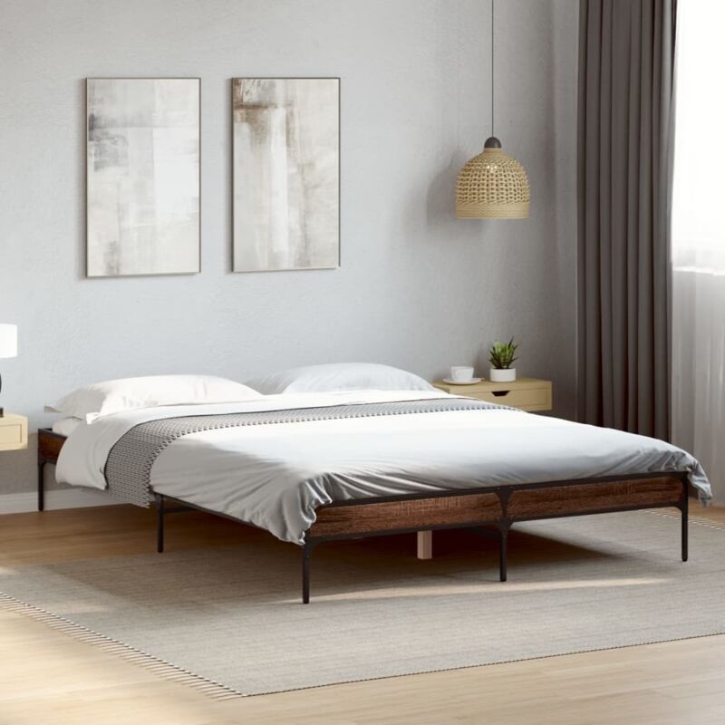 Bed Frame Without Mattress Brown Oak 120x200 Cm Vidaxl