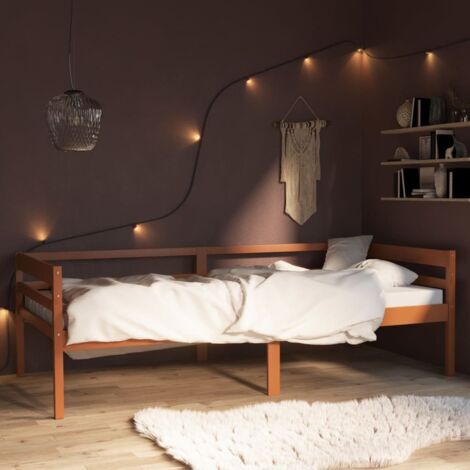 Bed Frame  Honey Brown  Solid pine  Single  Tough  Bed Frame vidaXL