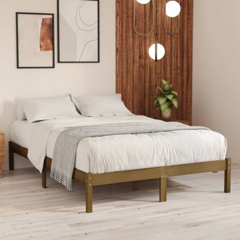 Bed Frame  Honey brown  Solid pine wood  200x200 cm  Durable vidaXL